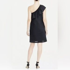 J Crew Elegant Black One-Shoulder Linen/Cotton Blend Dress. Size-Small